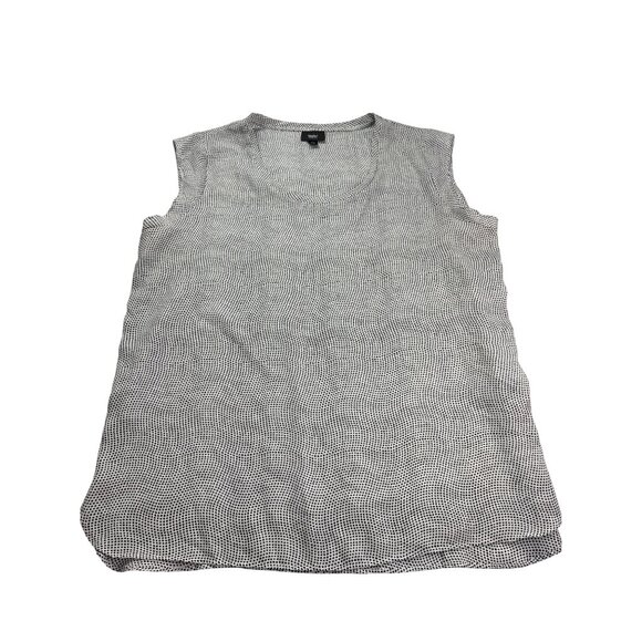 Mossimo Sleeveless Black White Dot Pattern Sheer Top Size L Womens High Low - Picture 1 of 9